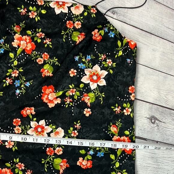 Topshop Black Floral Slip Dress Spagehtti Strap Sheath Size 8 Flattering Summery - Picture 7 of 10